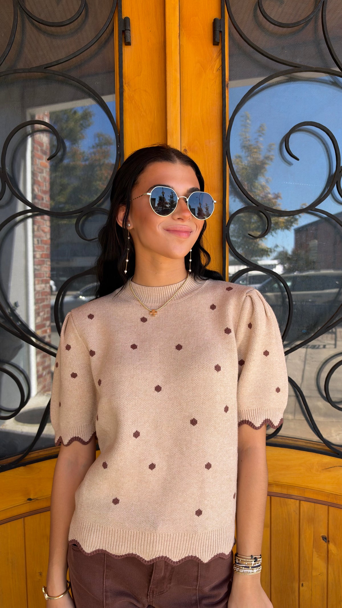 All My Life Polka Dot Ruffle Sleeve Top
