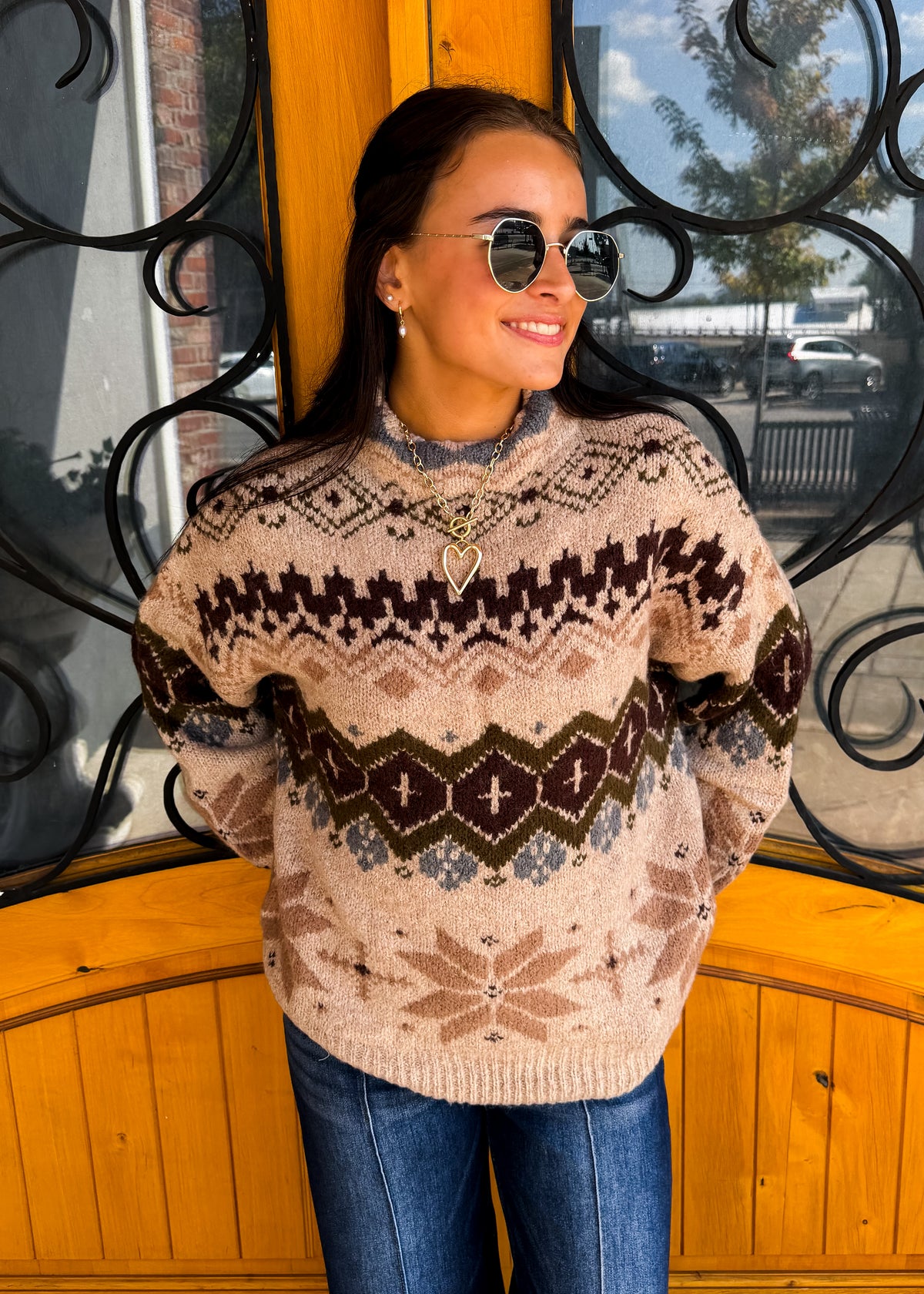 Winter Fair Mock Neck Knit Sweater