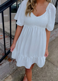 Made for Lovely Days Smocked Mini Dress- White