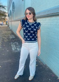 Endless Ease Bow Ruffle Sleeve Knit Top