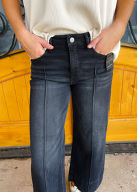 Dark Romance Washed Black Tummy Control Wide Leg Jeans