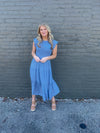 On My Way Chambray Smocked Midi Dress (S-3XL)