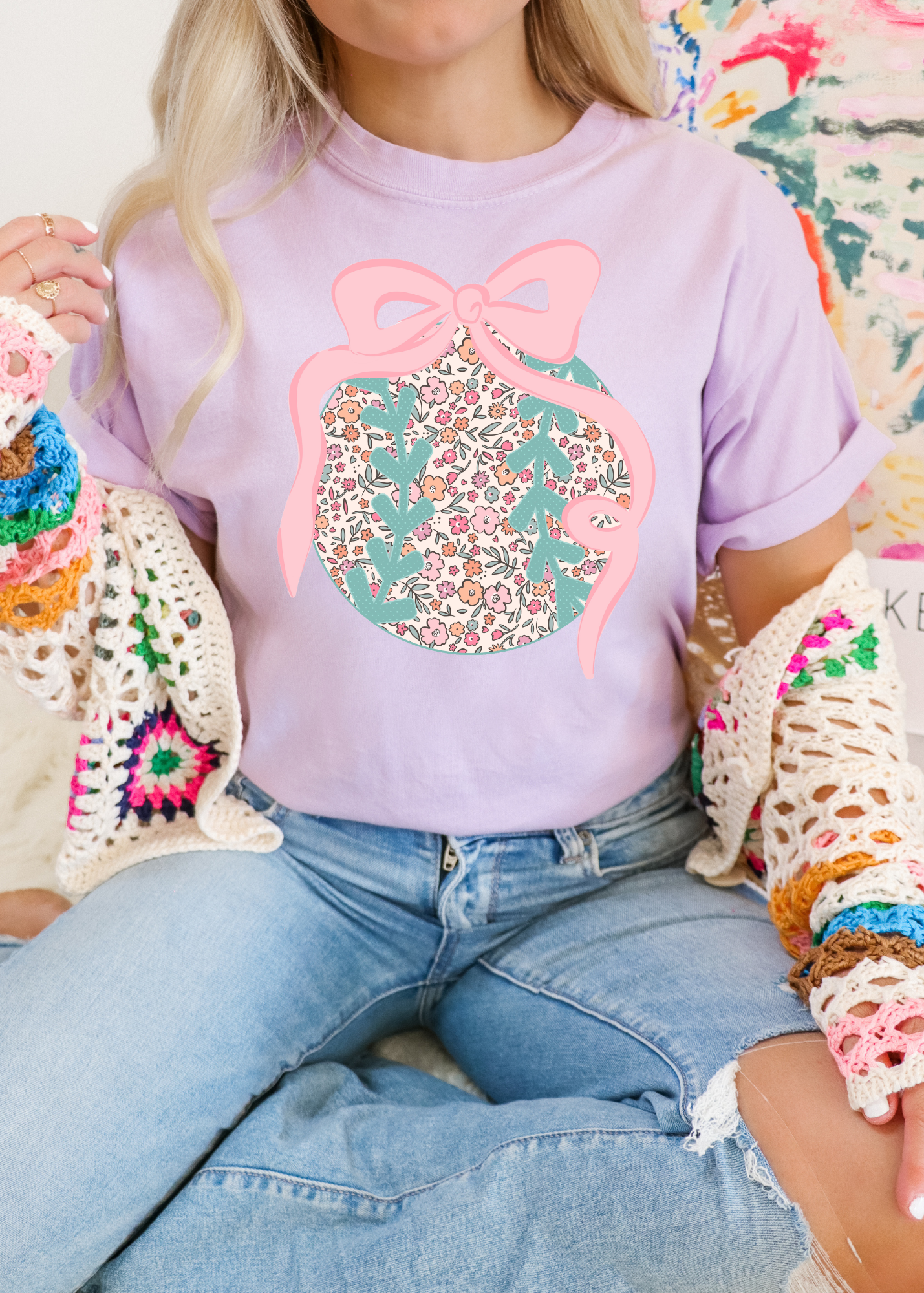 Chic Floral Ball Graphic Tee (S-2XL)