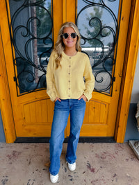 On The List Button Down Knit Cardigan - Butter Yellow