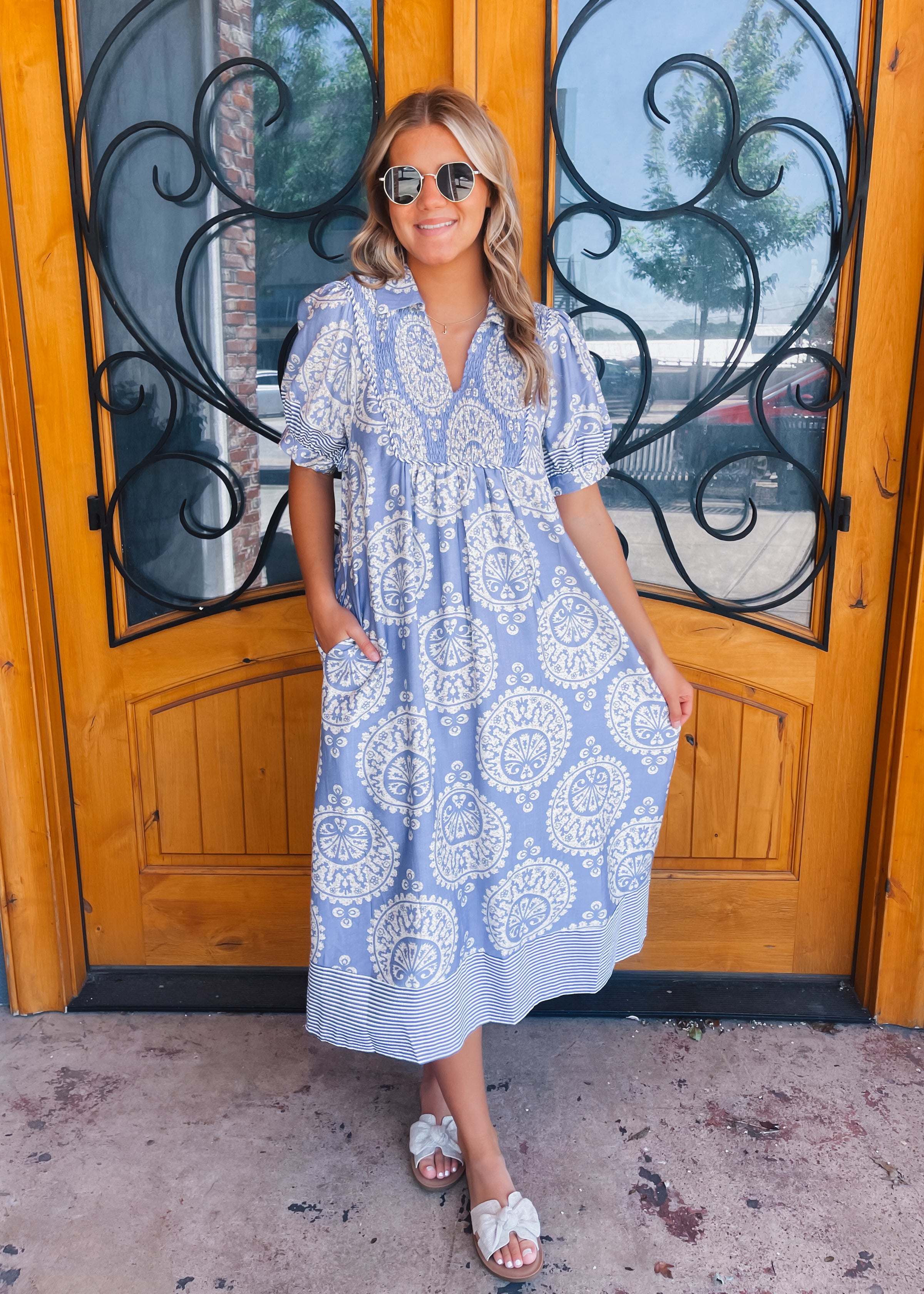Meet Me Downtown Periwinkle Midi Dress