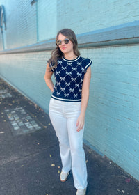 Endless Ease Bow Ruffle Sleeve Knit Top