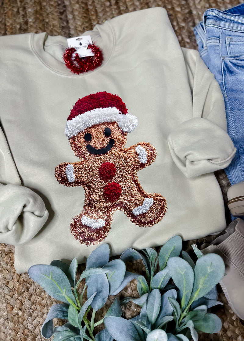Gingerbread Man Faux Yarn Sweatshirt (S-2XL)