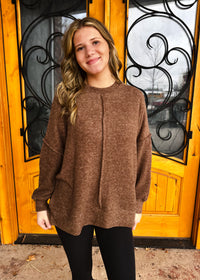 Life's Twists Fleece Oversized Line Detail Sweater