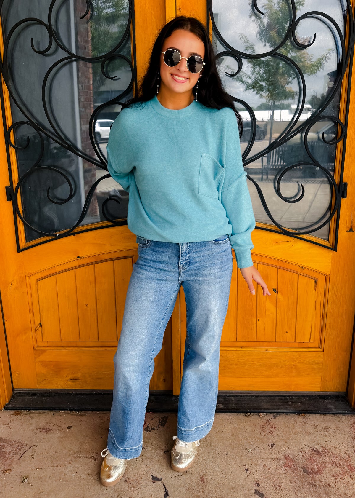 Finally My Time Oversized Fleece Pocket Sweater