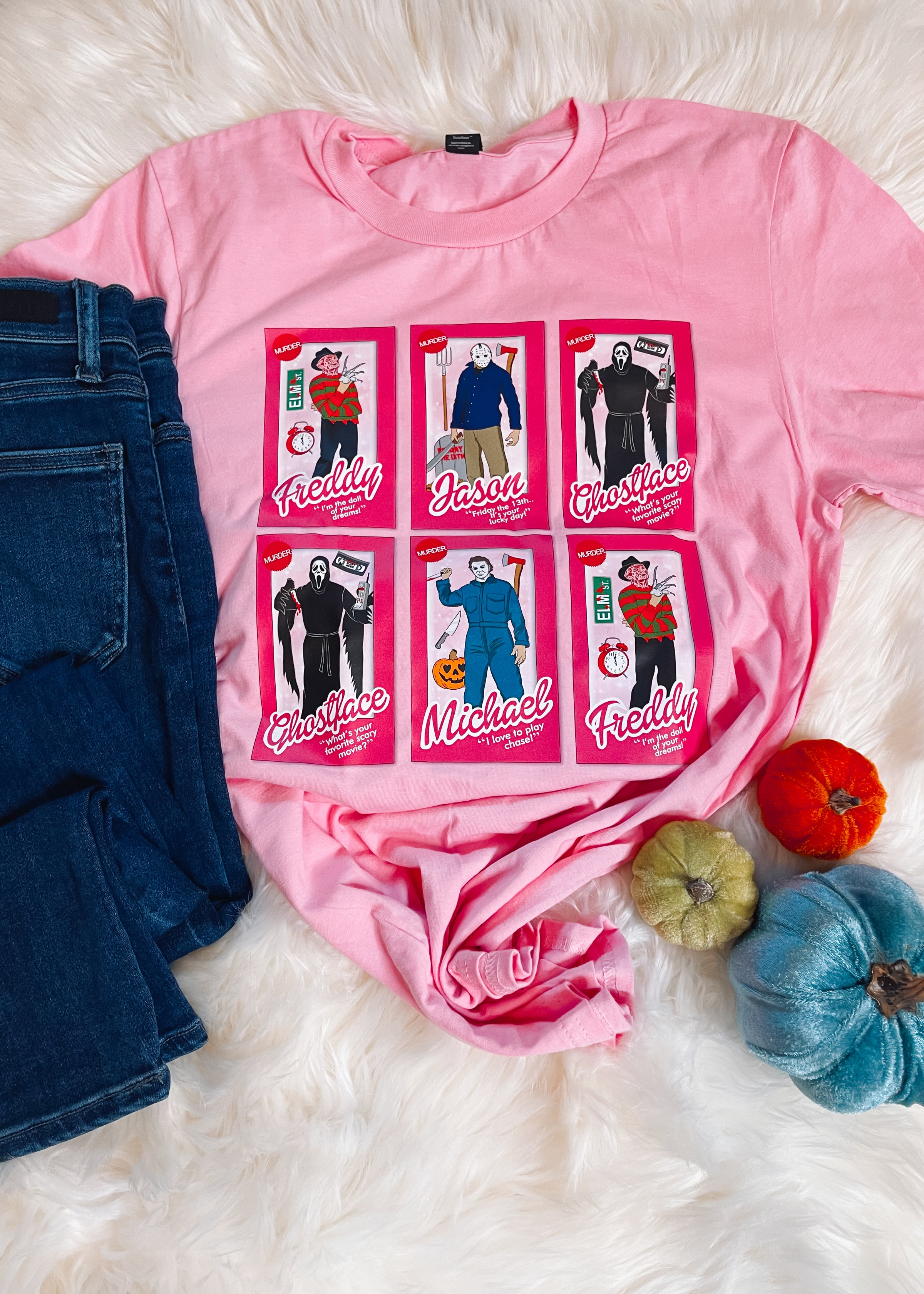 Horror Movie Characters Barbies Graphic Tee (S-2XL)