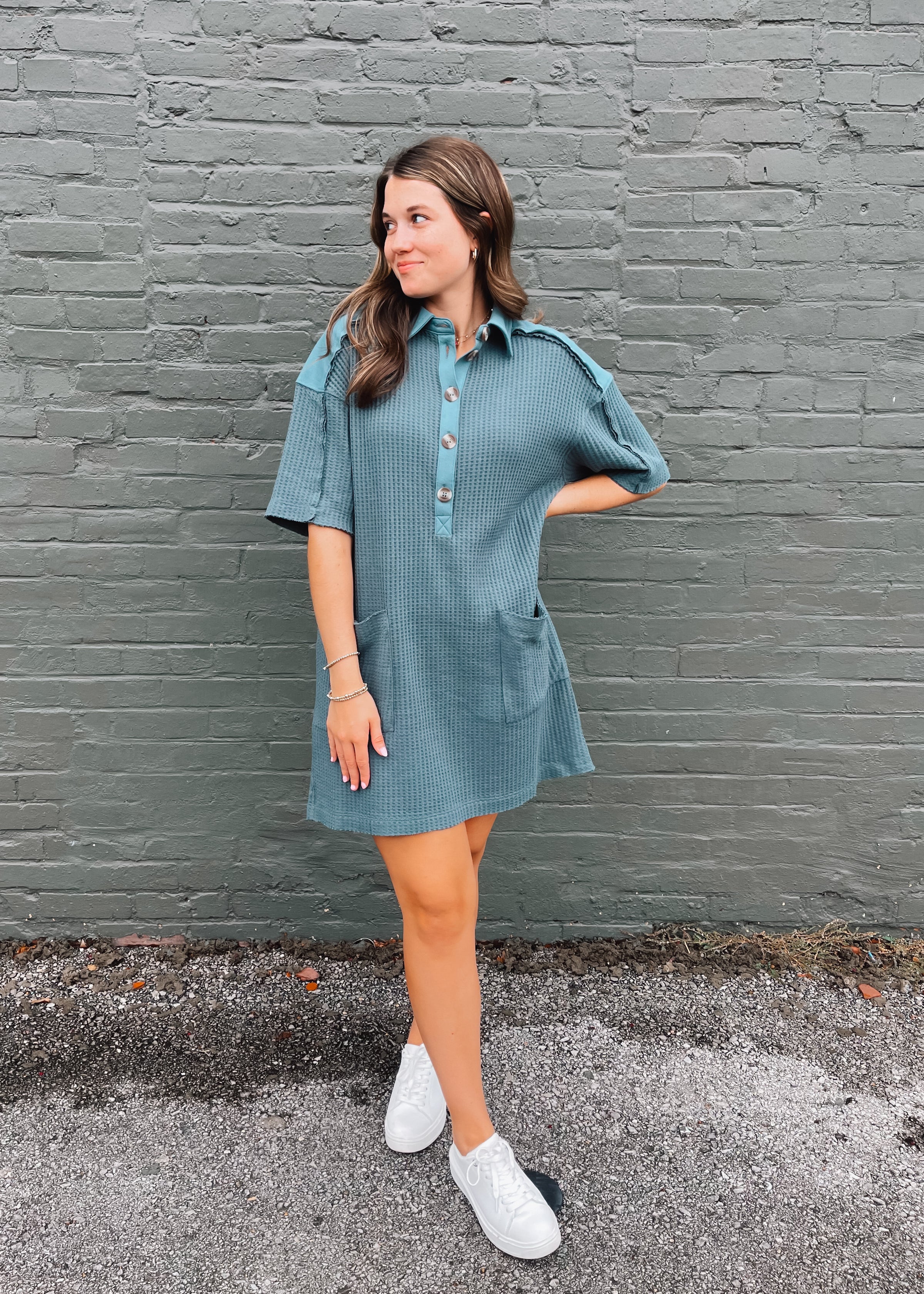 By The Book Waffle Knit Dress