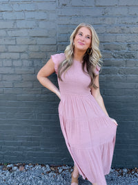 Covered In Love Blush Smocked Midi Dress (S-3XL)