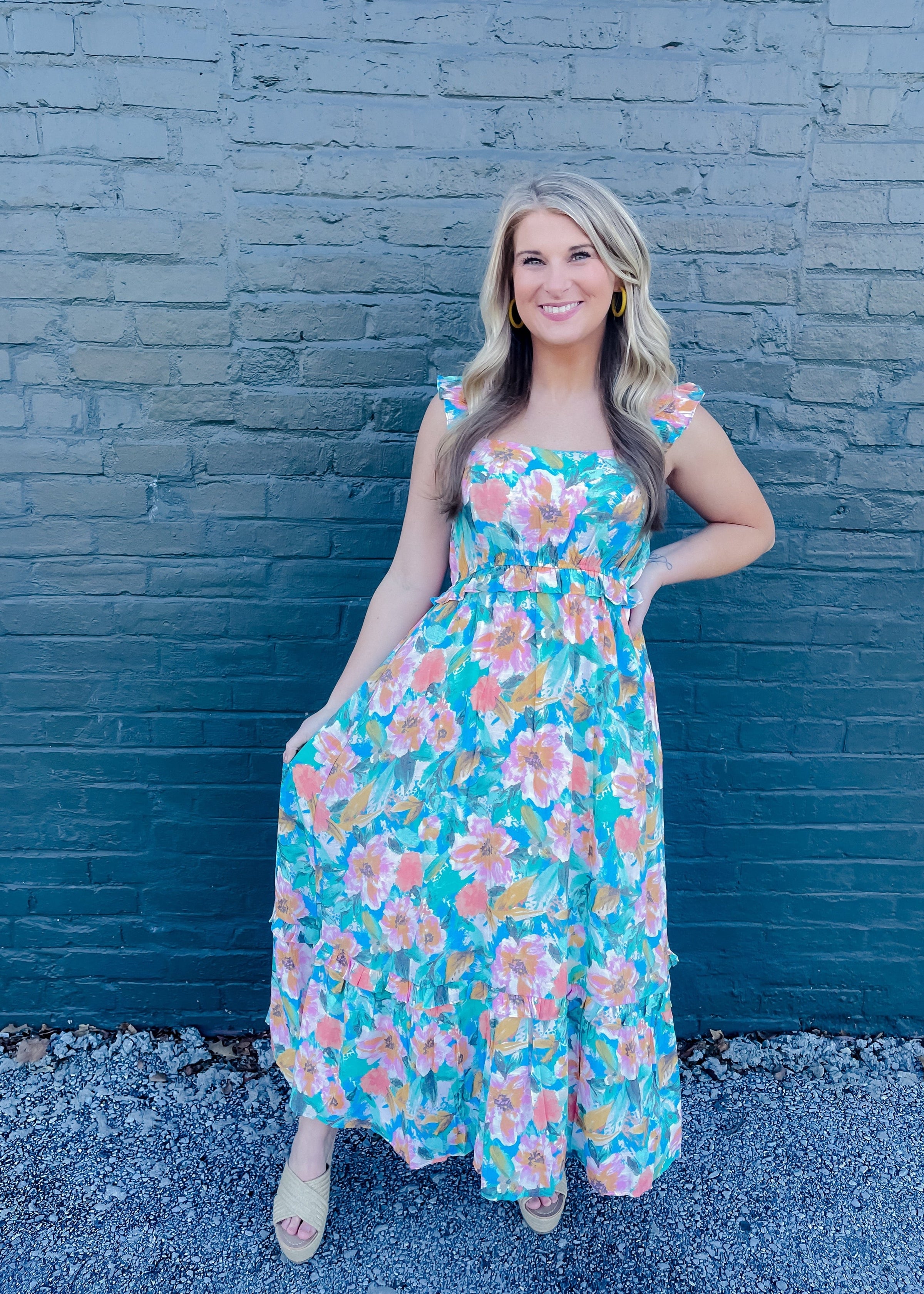 No More Goodbyes Aqua Midi Dress No More Goodbyes Aqua Midi Dress