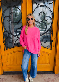 Finally My Time Oversized Fleece Pocket Sweater