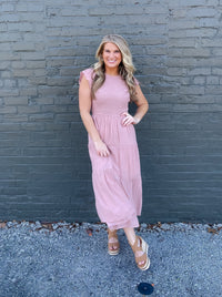 Covered In Love Blush Smocked Midi Dress (S-3XL)