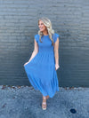 On My Way Chambray Smocked Midi Dress (S-3XL)