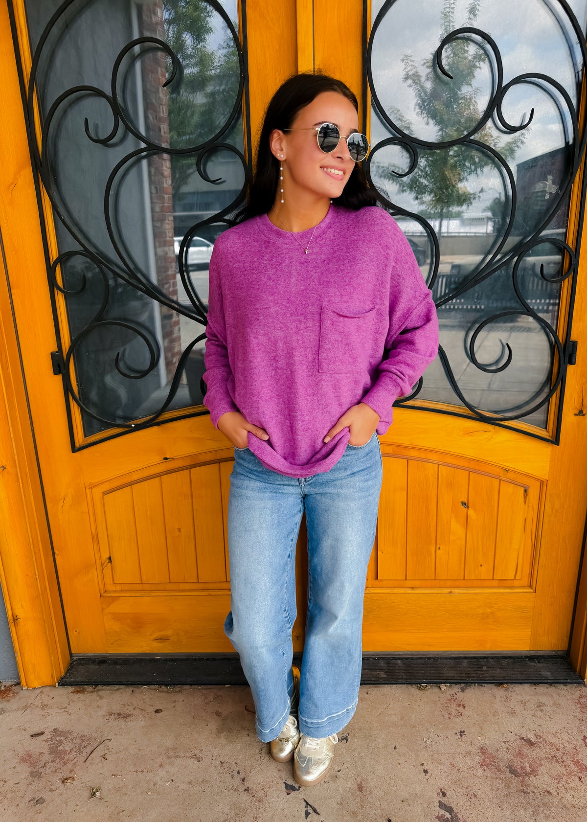Finally My Time Oversized Fleece Pocket Sweater