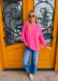 Finally My Time Oversized Fleece Pocket Sweater