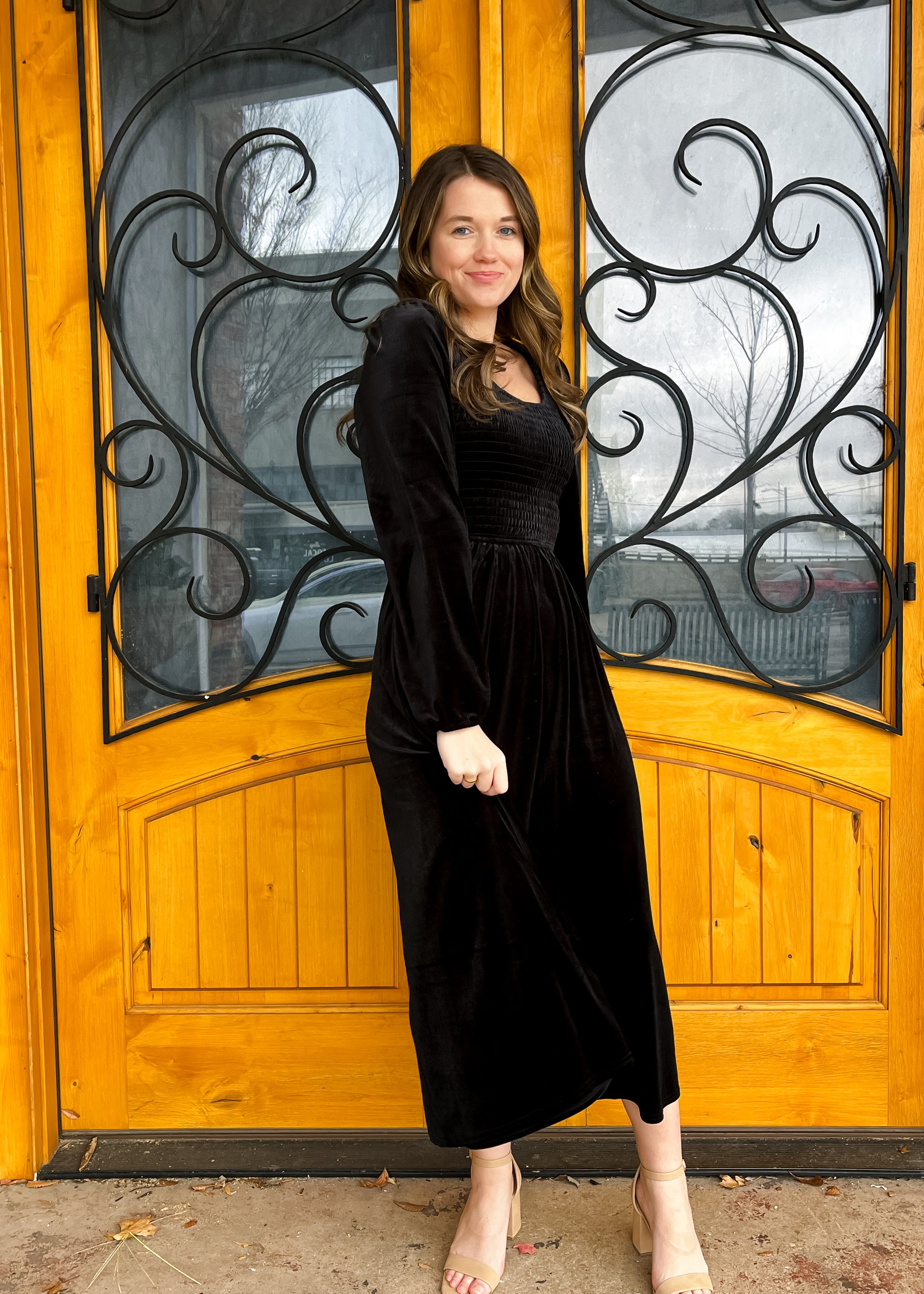 New Traditions Velvet Midi Dress