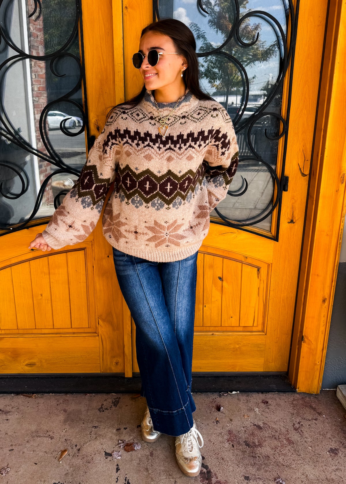 Winter Fair Mock Neck Knit Sweater