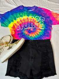 Nurse Varsity Tie Dye Graphic Tee (S-XL)