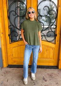 Let's Keep Moving Mock Neck Short Sleeve Boxy Sweater
