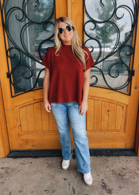 Let's Keep Moving Mock Neck Short Sleeve Boxy Sweater