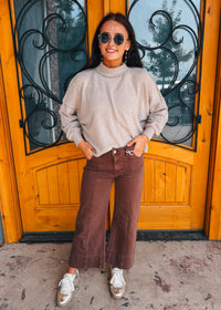 Forever Falling Mid Rise Cropped Wide Leg Jean - Brown