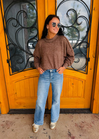 No Place Like Home Mock Neck Fleece Sweater