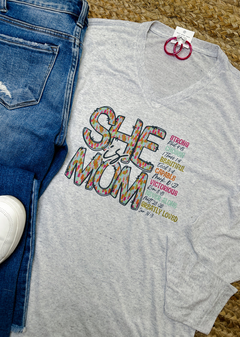 She Is Mom Long Sleeve Graphic Tee (S-2XL)