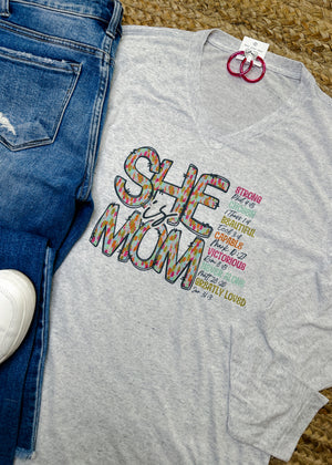 She Is Mom Long Sleeve Graphic Tee (S-2XL)