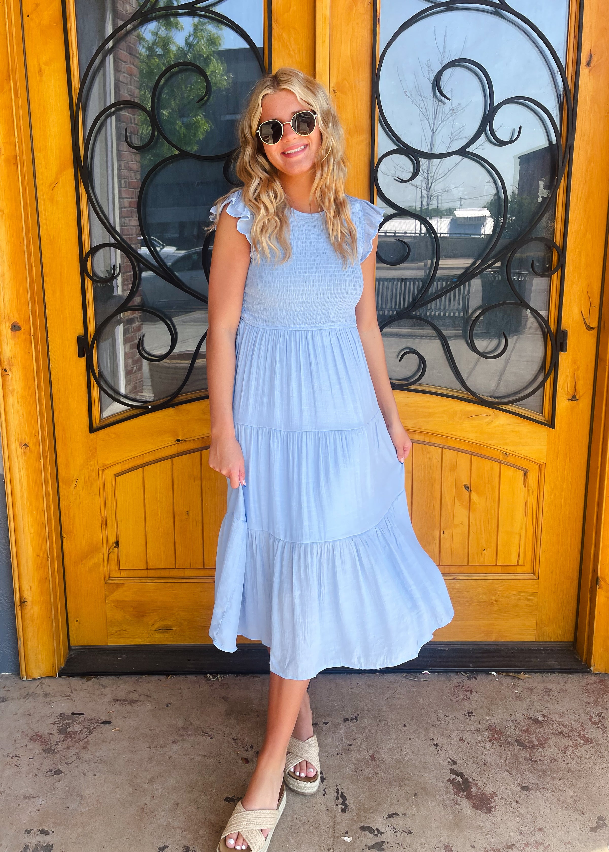 Good Things Ahead Smocked Midi Dress