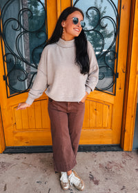Forever Falling Mid Rise Cropped Wide Leg Jean - Brown