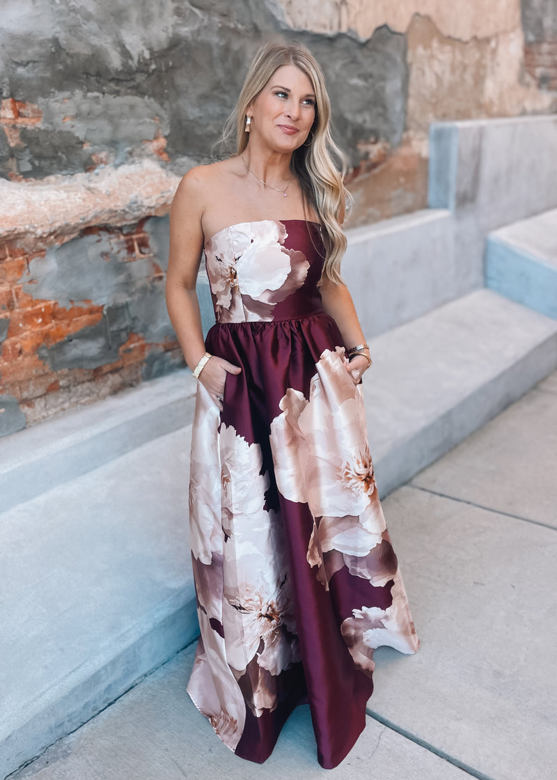Pressed Petals Strapless Maxi Dress