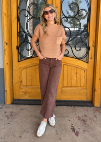 To The Left High Rise Wide Leg Jean - Brown
