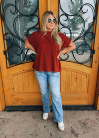 Let's Keep Moving Mock Neck Short Sleeve Boxy Sweater