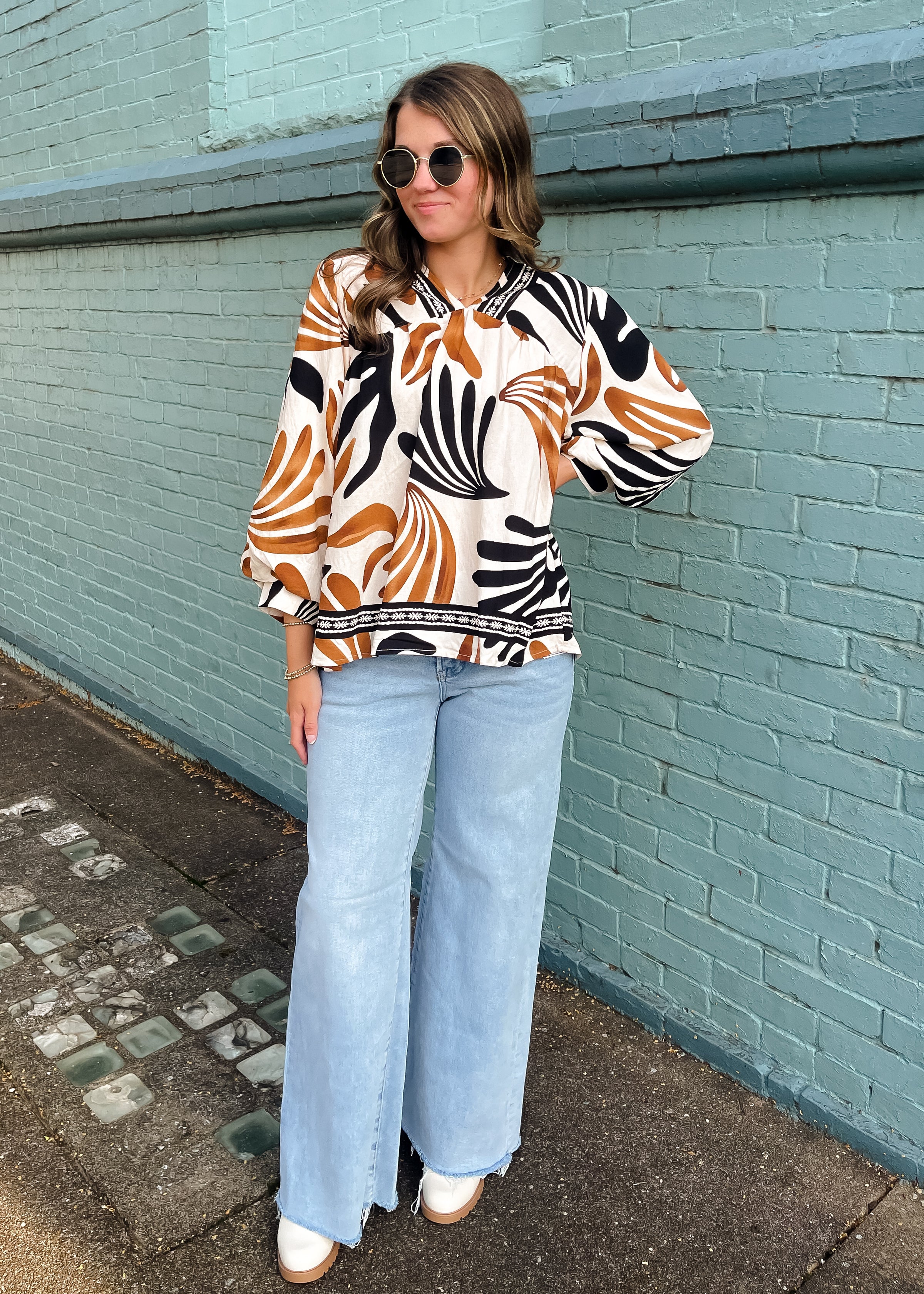 Hold That Thought Tummy Control Low Rise Wide- Risen Jeans