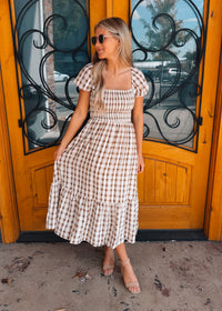 Stood My Ground Smocked Puff Sleeve Midi Dress