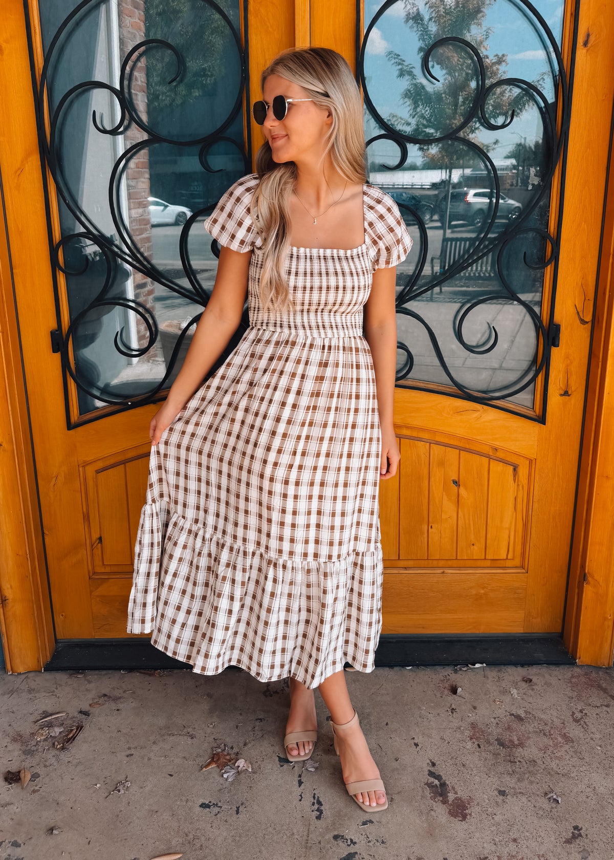 Stood My Ground Smocked Puff Sleeve Midi Dress