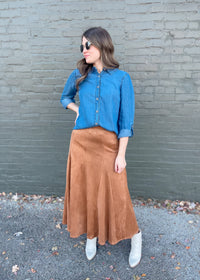 For Real This Time Suede Midi Skirt