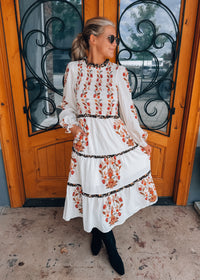 Garden Society Long Sleeve Midi Dress