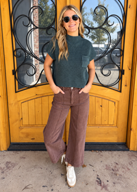 To The Left High Rise Wide Leg Jean - Brown