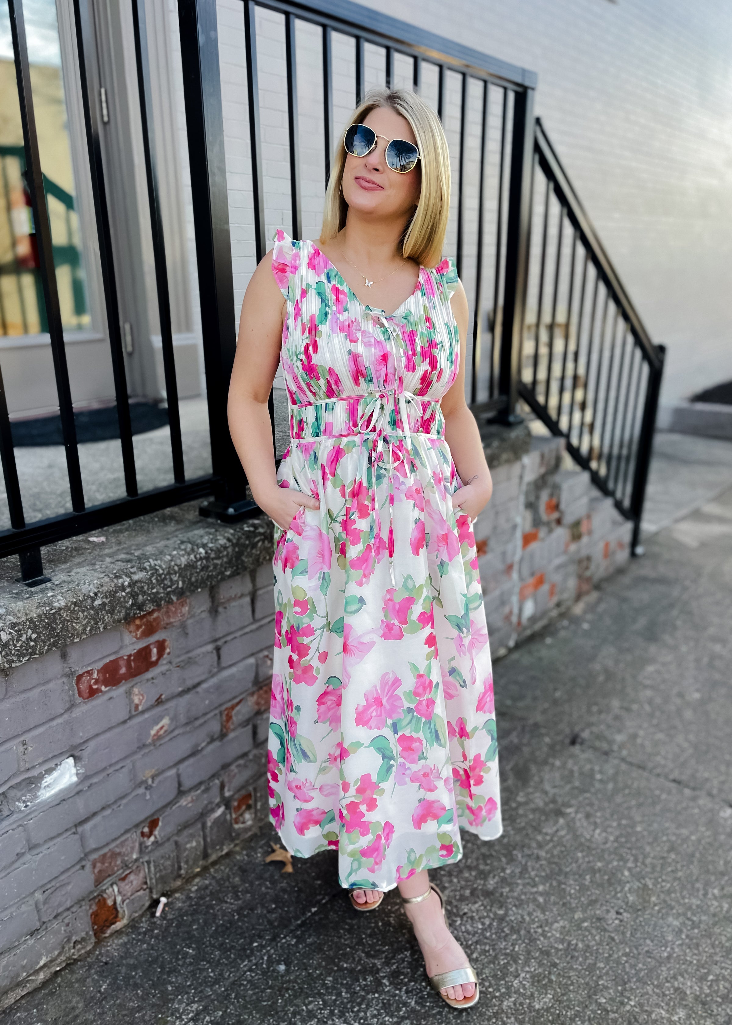 Elegantly In Route Floral Midi Dress