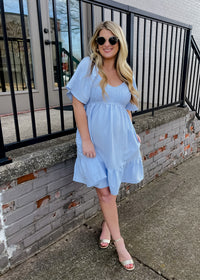 Made for Lovely Days Smocked Mini Dress- Powder Blue