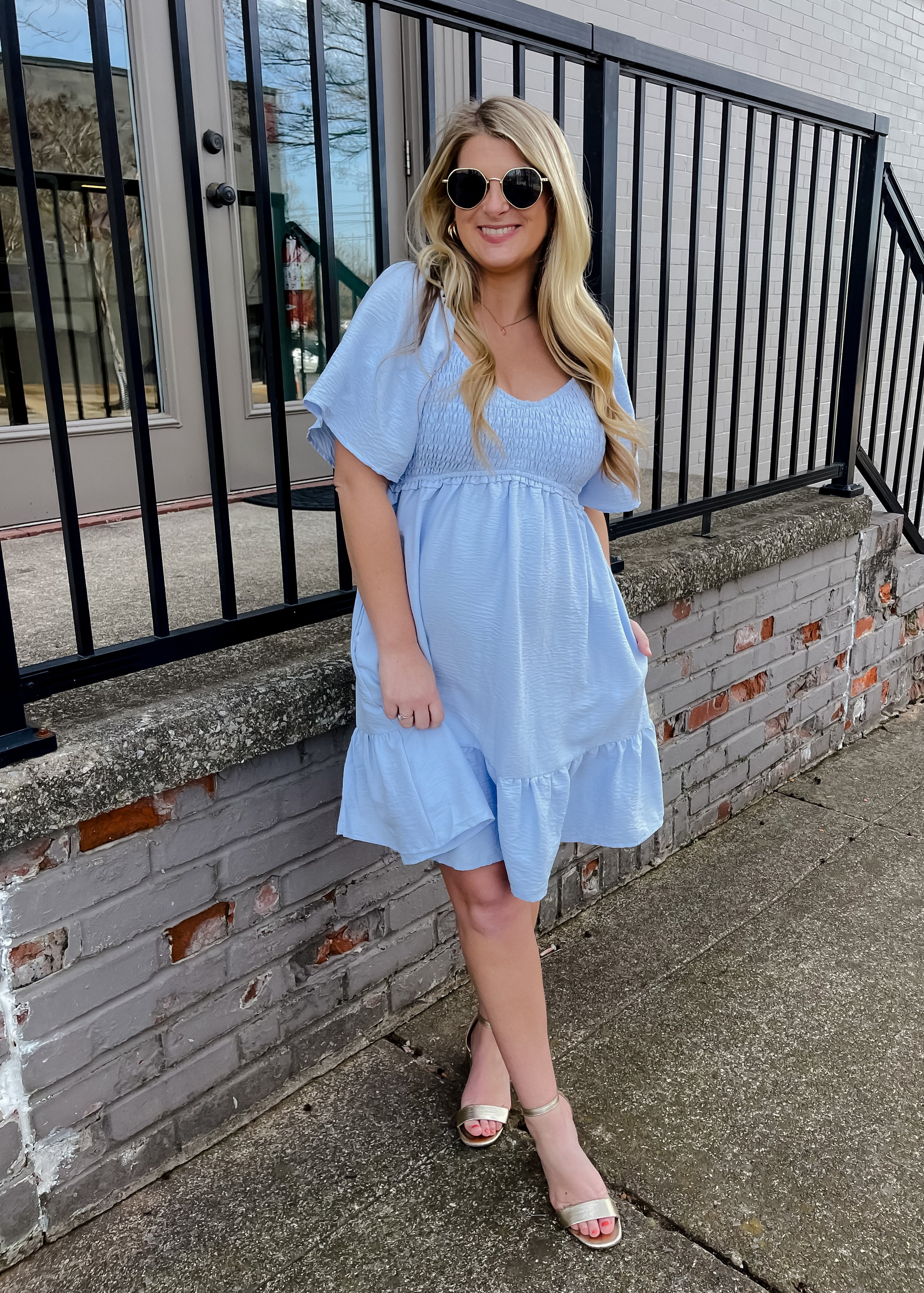 Made for Lovely Days Smocked Mini Dress- Powder Blue