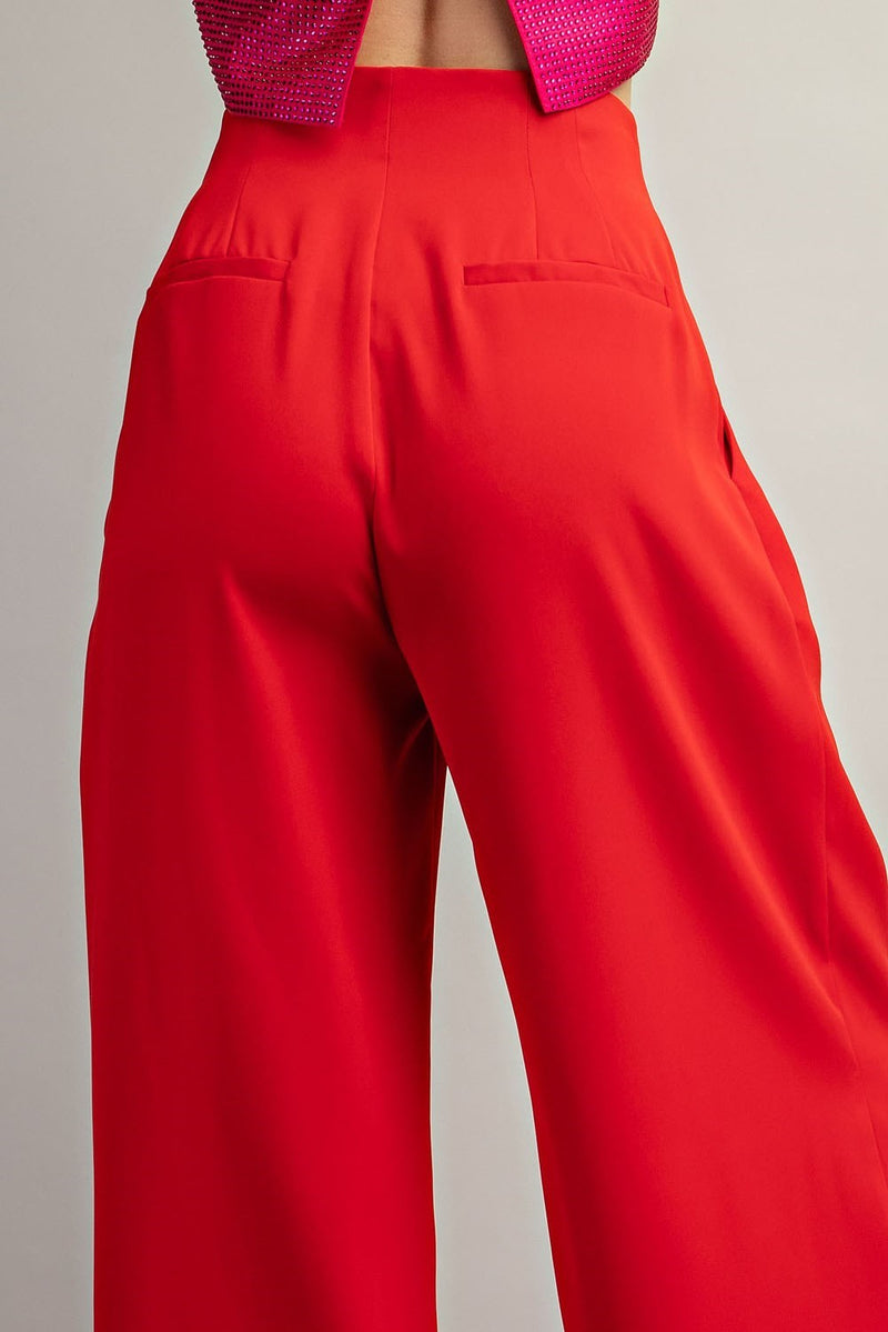 Straight To Business Pants- Red