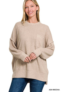 That's My Call Oversized Fleece Pocket Sweater