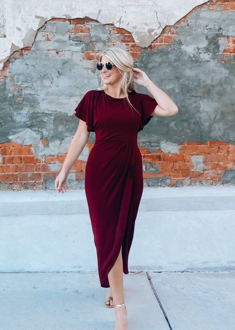 Beyond Iconic Pleated Wrap Midi Dress