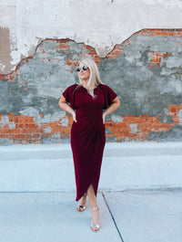 Beyond Iconic Pleated Wrap Midi Dress