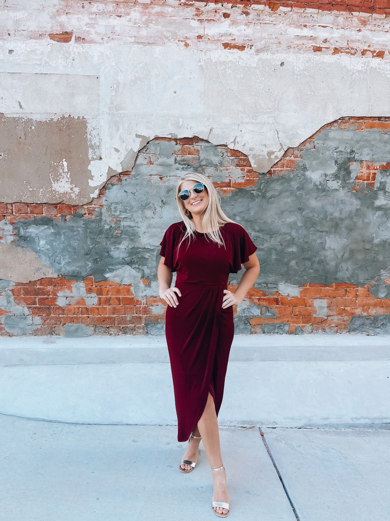 Beyond Iconic Pleated Wrap Midi Dress